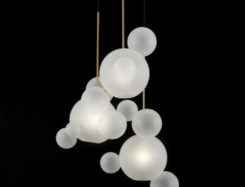 BOLLE FROSTED CIRCULAR CHANDELIER 14 BUBBLES