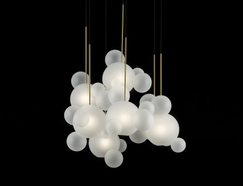 BOLLE FROSTED CIRCULAR CHANDELIER 34 BUBBLES